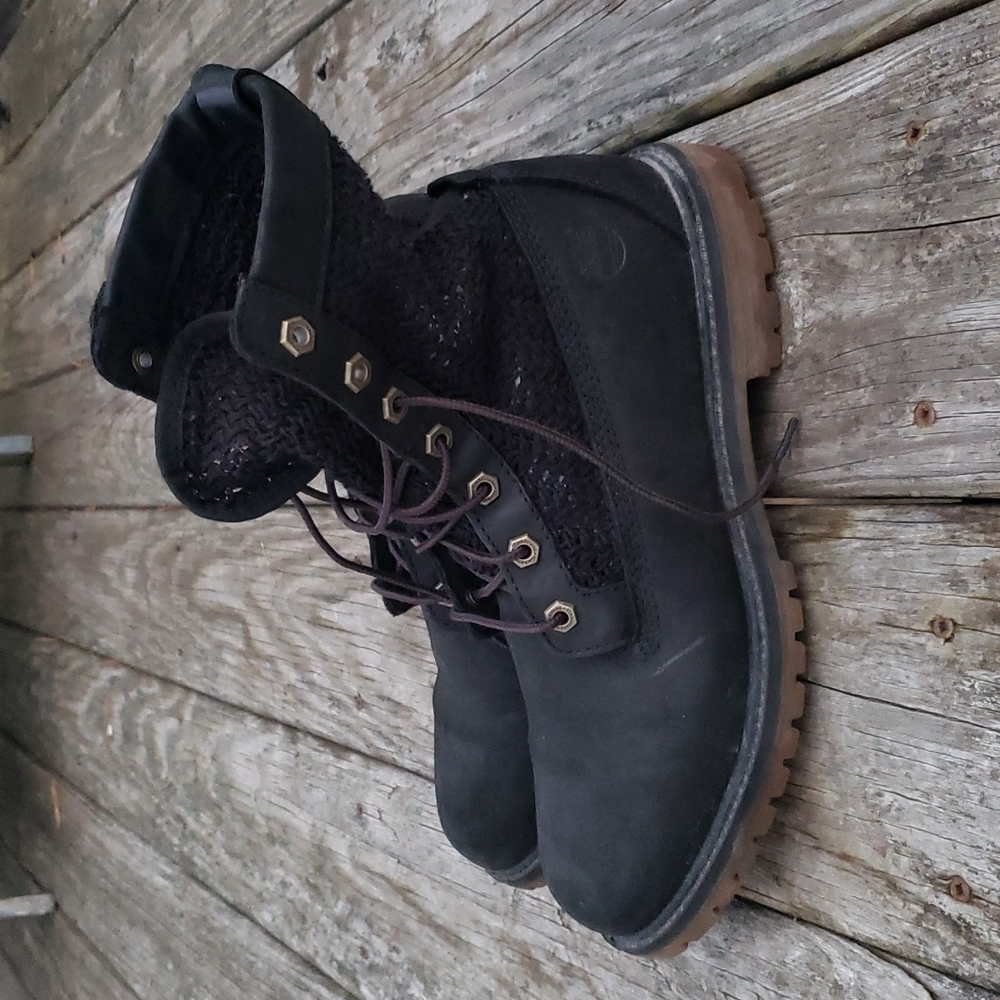 Timberland Boots 10 Mesh Upper Black Nubuck Leather
